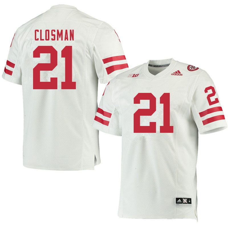 Men #21 Blake Closman Nebraska Cornhuskers College Football Jerseys Sale-White
